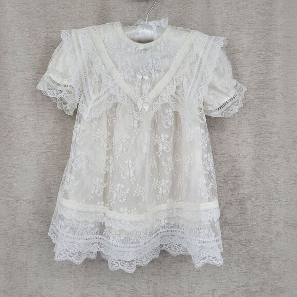Gunne Sax Jessica McClintock White Lace Dress and Matching Bloomers Set Toddler - Picture 1 of 15